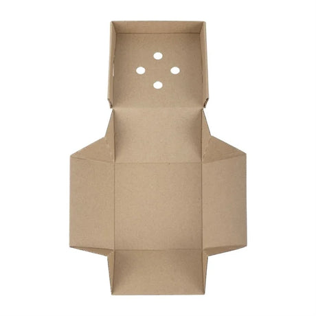 Brown cardboard box with holes on a white background