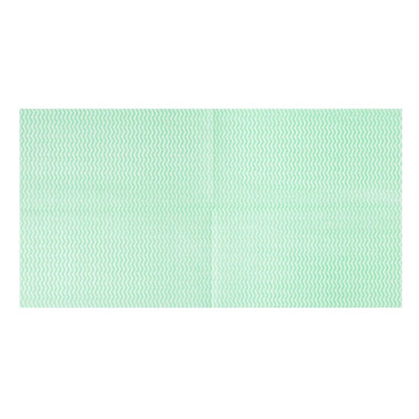 Rectangular green cleaning cloth on a white background
