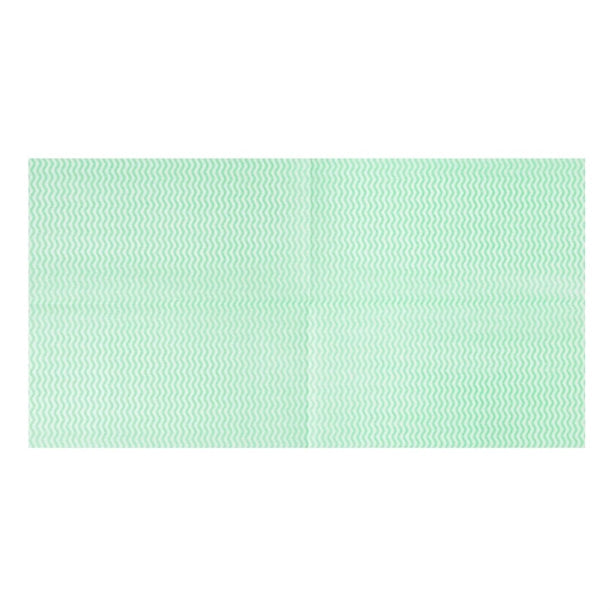 Rectangular green cleaning cloth on a white background