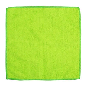 Green microfiber cloth on a white background