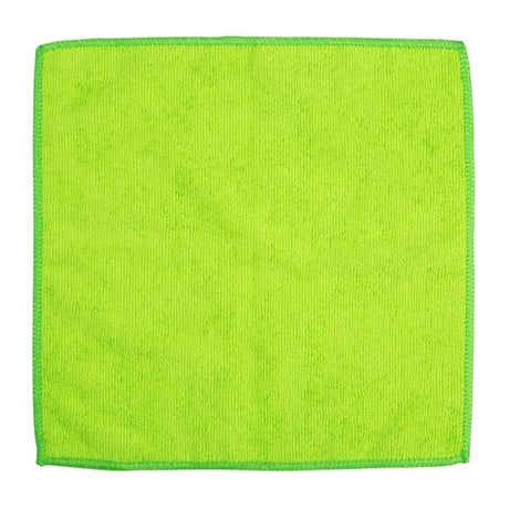 Green microfiber cloth on a white background