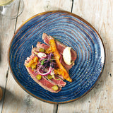aqua blue terra porcelain round plate