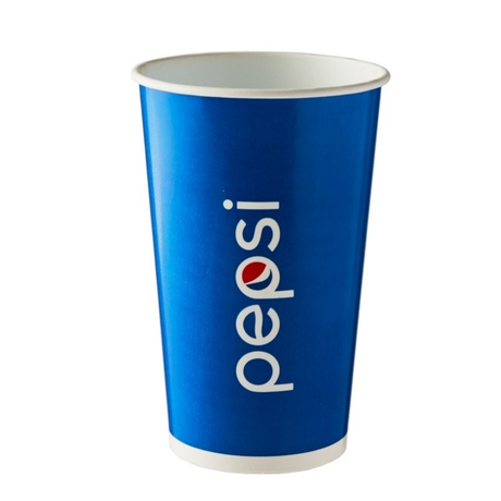 A single blue 16oz Pepsi paper cup with the brand name and logo printed on the side.