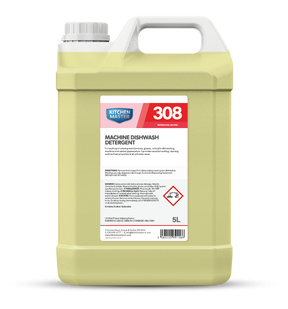 5L container of Kitchen Master 308 Machine Dishwash Detergent on a white background