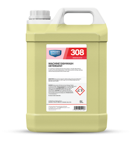 5L container of Kitchen Master 308 Machine Dishwash Detergent on a white background