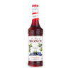 Monin blueberry syrup bottle on a white background