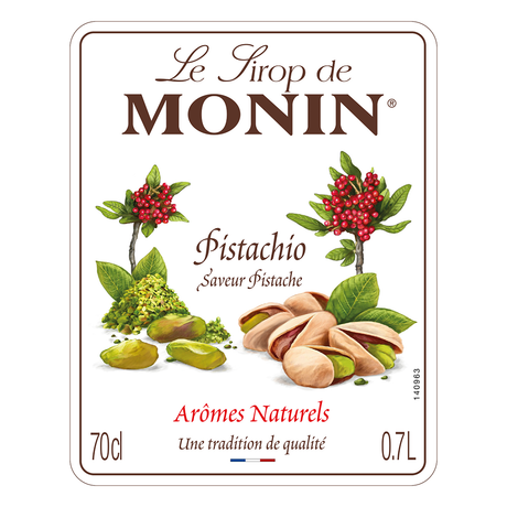 monin pistachio syrup 70cl label