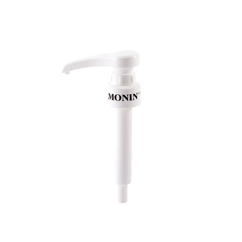 White Monin syrup dispenser on a white background