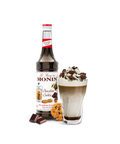 monin chocolate cookie syrup bottle and drink