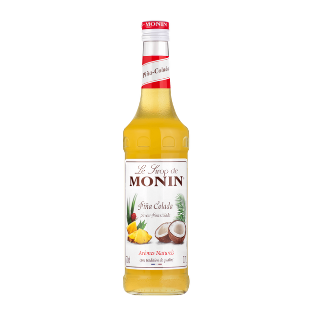 Monin Pina Colada syrup bottle on a white background