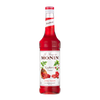 Monin Raspberry syrup bottle on a white background