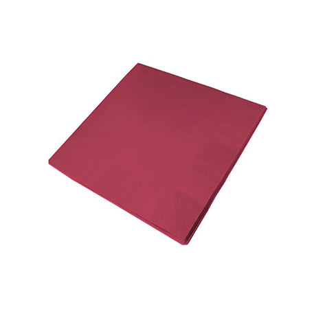 A single bordeaux red 3-ply paper napkin unfolded on a white background.