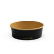 Black and brown compostable bowl with 'Vegware' logo on a white background