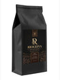 A black stand-up bag of Rioleeva Coffee Beans with a gold and brown label, shown on a plain white background.