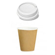 Brown paper cup with white lid on a white background