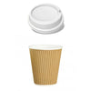 Brown paper cup with white lid on a white background