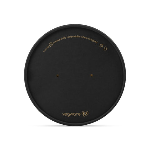 Vegware Round black paper lid, 150-Series - 300pk - Fits RBC-16/RBC-24/RBC-34