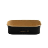 Black and beige rectangular container with 'Vegware' branding on a white background
