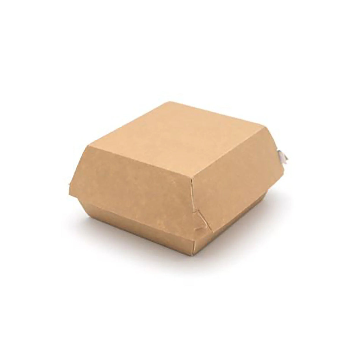 Brown paper clamshell burger box on a white background