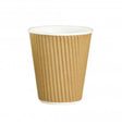 Brown paper cup with a white interior on a white background