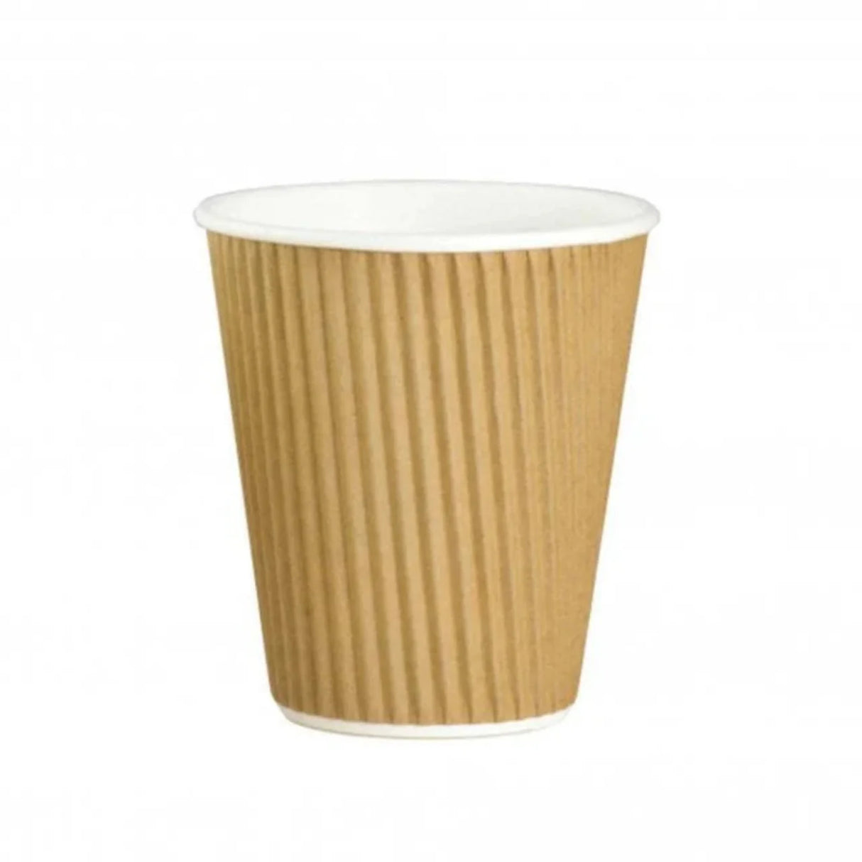 Brown paper cup with a white interior on a white background