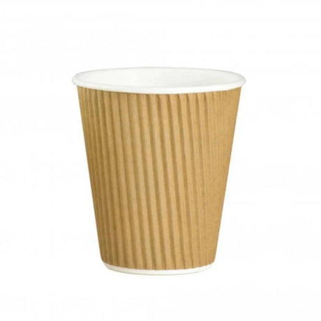 Brown paper cup with a white interior on a white background