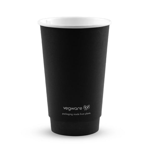 Vegware 16oz double wall black hot cup, 89-Series - 400pk