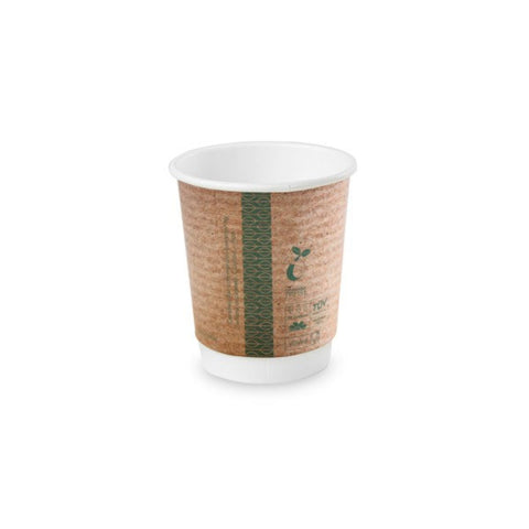 Vegware 8oz Double Wall Brown Kraft Cups - 500 Pack