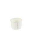 A single white compostable soup container designed for 8oz portions, with a flat lid.