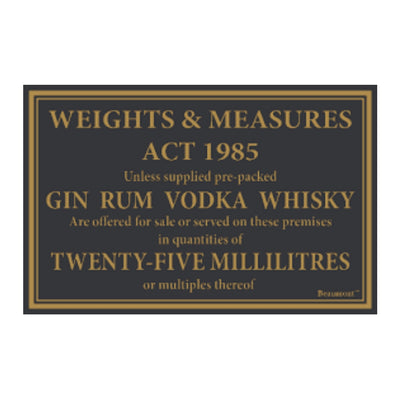 25ml Weights & Measures Law Sign