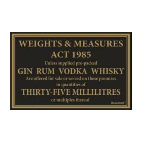 35ml Weights & Measures Law Sign