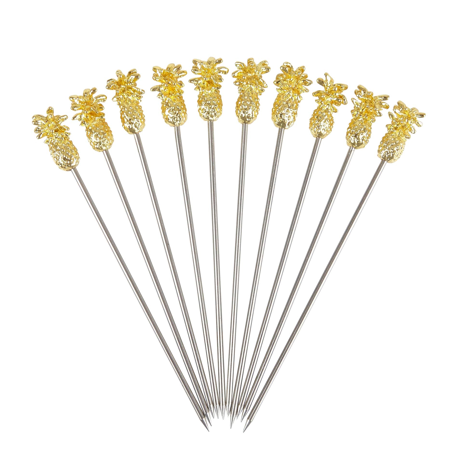 Gold Plated Pineapple Cocktail Garnish Picks 10 pack