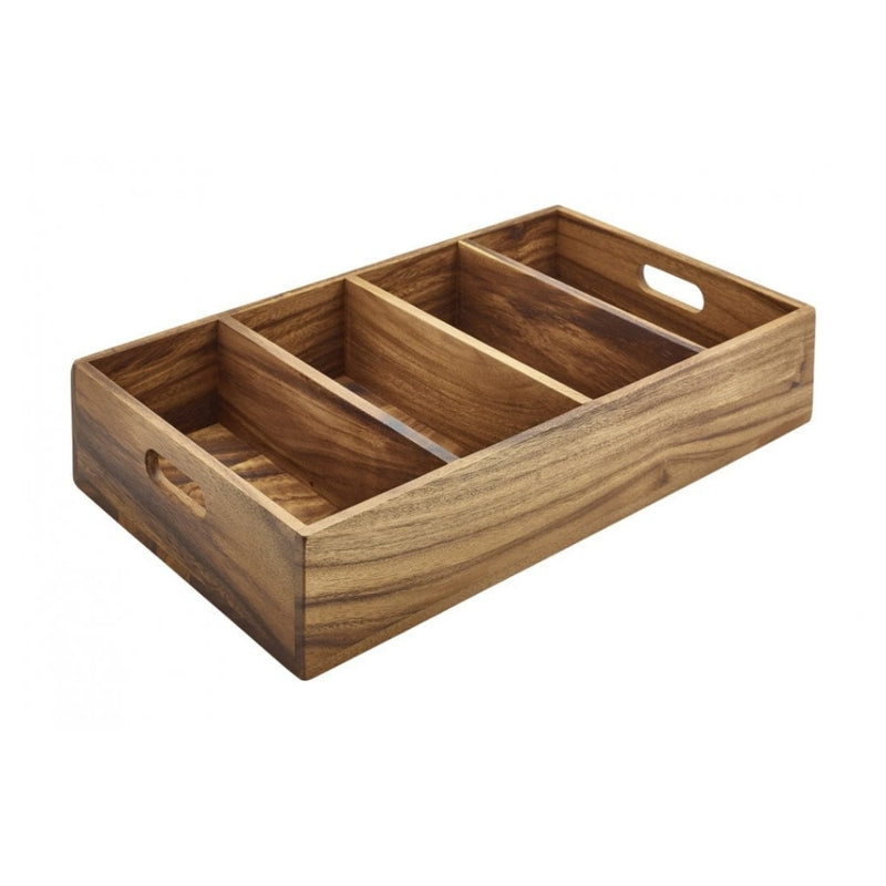 Acacia Wood 4 Compartment Cutlery Tray