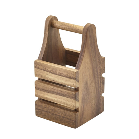 Acacia Wood Cutlery Holder 10 x 10 x 20cm