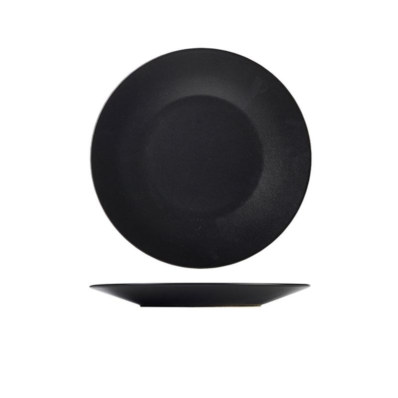 Luna Stoneware Black Wide Rim Plate 25cm/9.75
