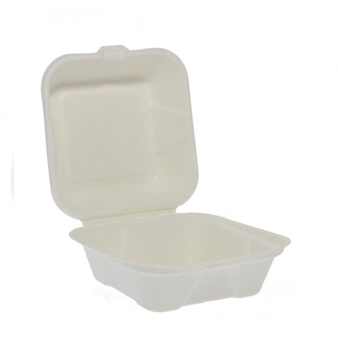 Bagasse Burger Box Square 6" 500pk