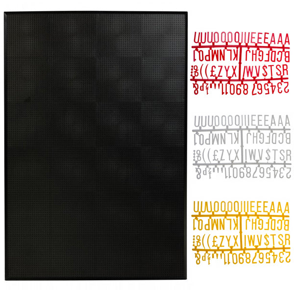 Black Peg Board & Large Letter Set 24" x 36"