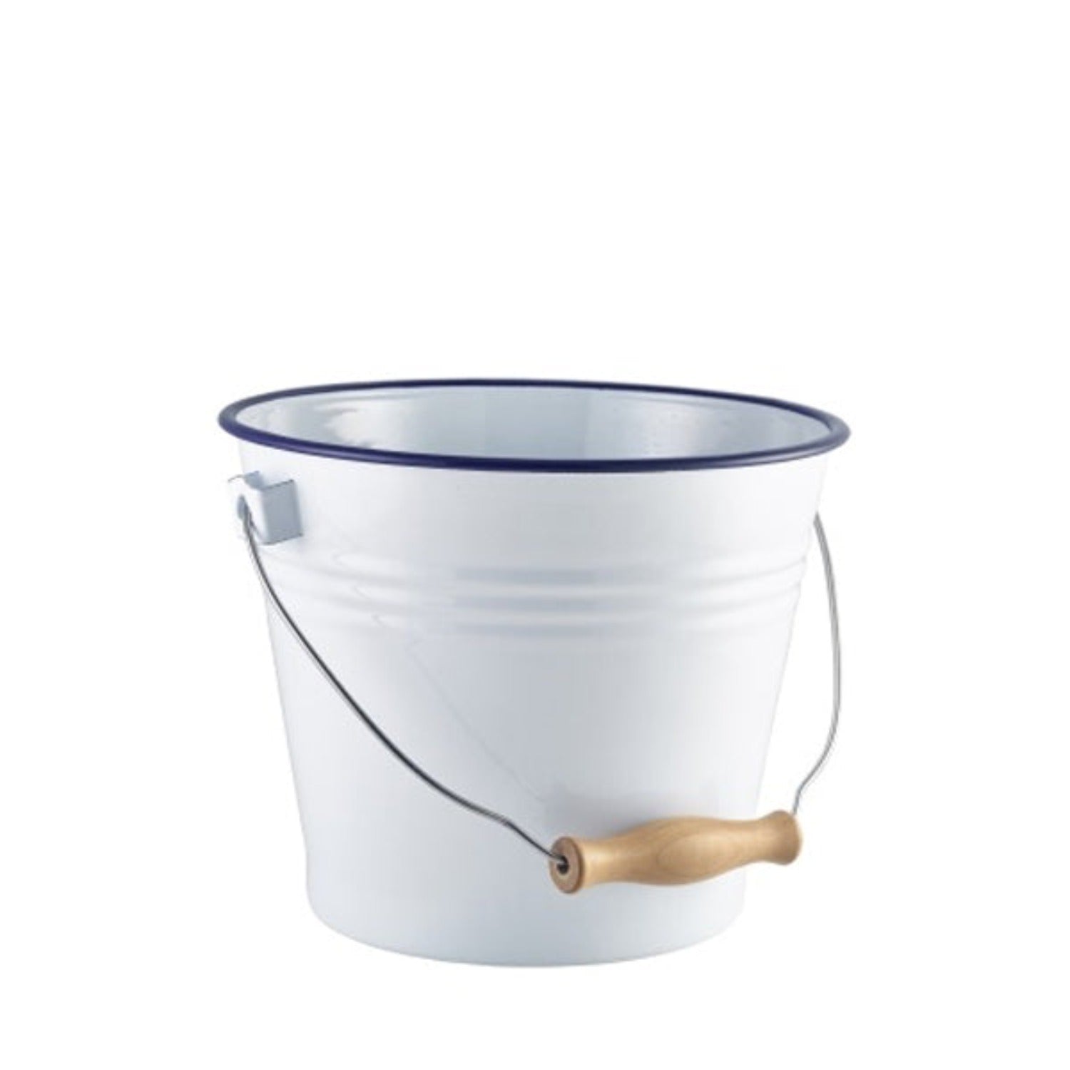 Enamel Bucket White with Blue Rim 16cm