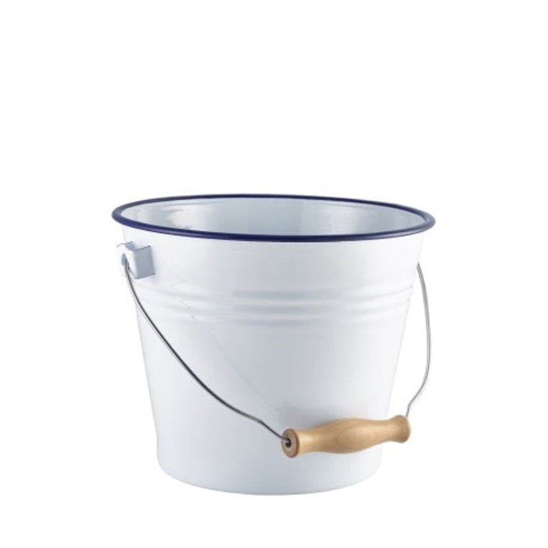 Enamel-Bucket-White-with-Blue-Rim-22cm