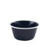 Enamel Deep Pie Dish Black with White Rim 12cm