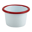 Enamel Ramekin White with Red Rim 7cm Dia 90ml
