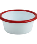 Enamel Ramekin White with Red Rim 8cm Dia 90ml/3.2oz