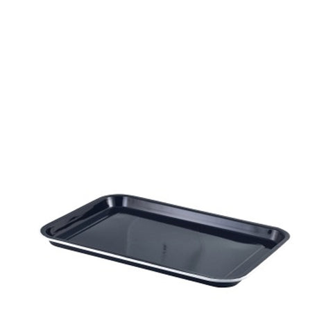 Enamel Serving Tray Black with White Rim 33.5x23.5x2.2cm