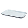 Enamel Serving Tray White With Grey Rim 33.5x23.5x2.2cm