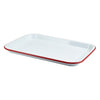 Enamel Serving Tray White With Red Rim 33.5x23.5x2.2cm