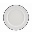 Enamel Wide Rim Plate White and Blue Rim 22cm