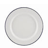 Enamel Wide Rim Plate White and Blue Rim 24cm