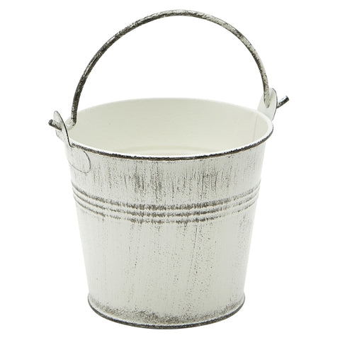 Galvanised Steel Serving Bucket 10cm Dia White Wash