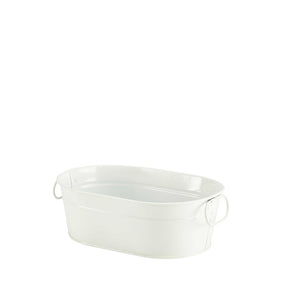 Galvanised Steel Serving Bucket White 23 x 15 x 7cm