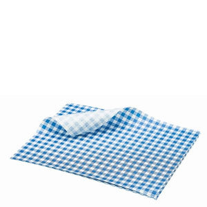 Greaseproof Paper Gingham Print Blue 25x20cm 1000pk